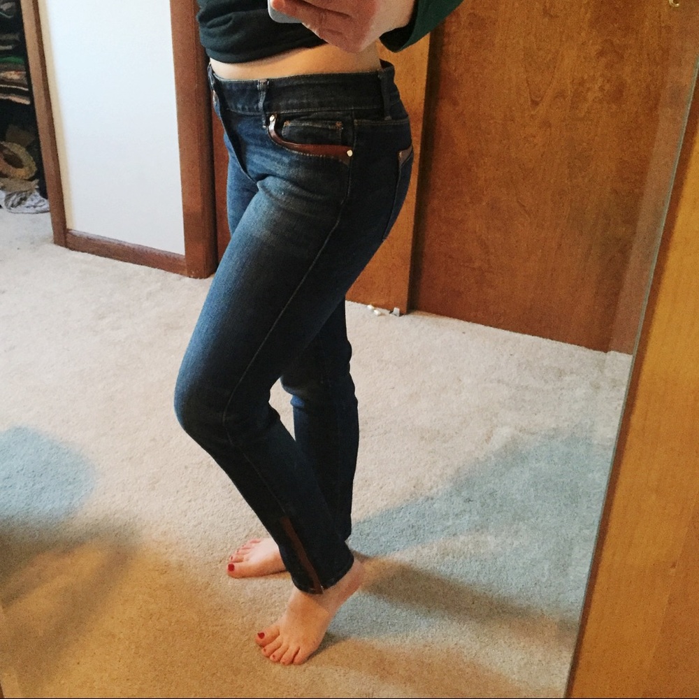 WHBM Skinny Jeans with Leather Detail. - Picture 8 of 8